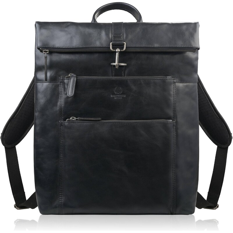 Paolo Peruzzi vintage kožený batoh na notebook s rolovacím vrchným 67062719