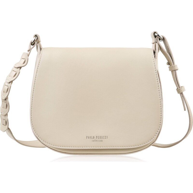 Paolo Peruzzi Dámska kožená taška cez rameno z hladkej kože | béžová 66887811