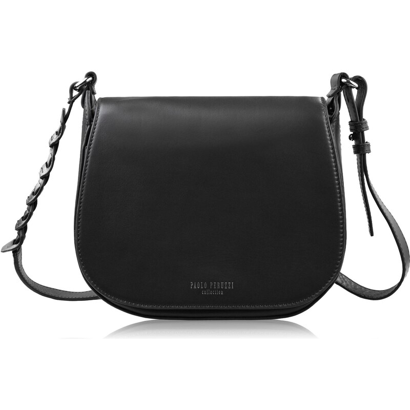 Paolo Peruzzi Dámska kožená taška cez rameno z hladkej kože | čierna 66887812