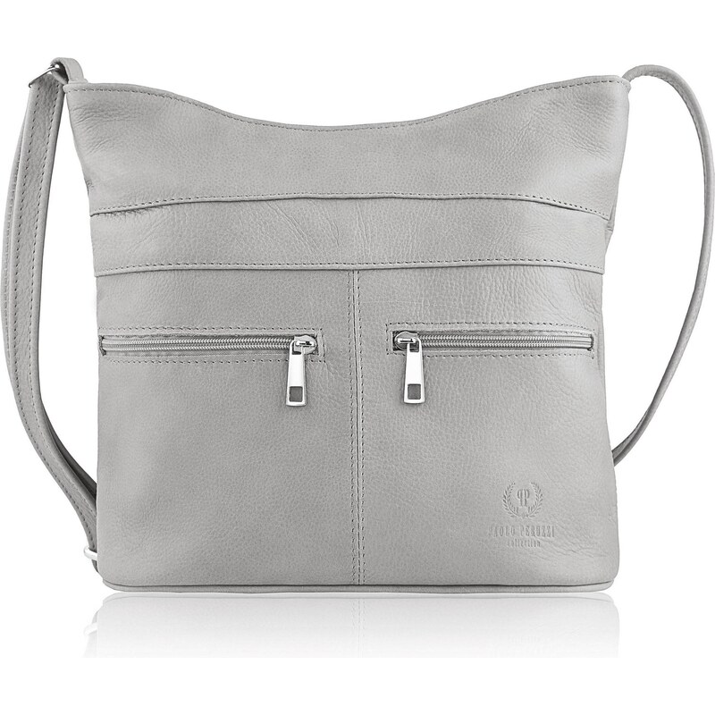 Paolo Peruzzi Priestranná kožená taška cez rameno pre ženy | šedá AY 67123239