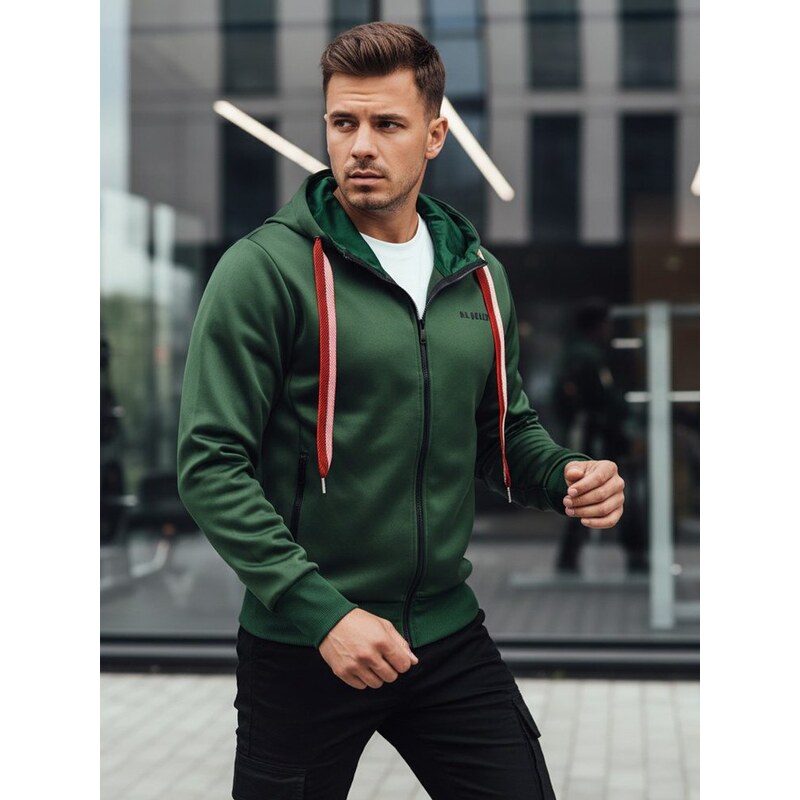 Dstreet Zaujímavá zelená mikina s kapucňou 60805934