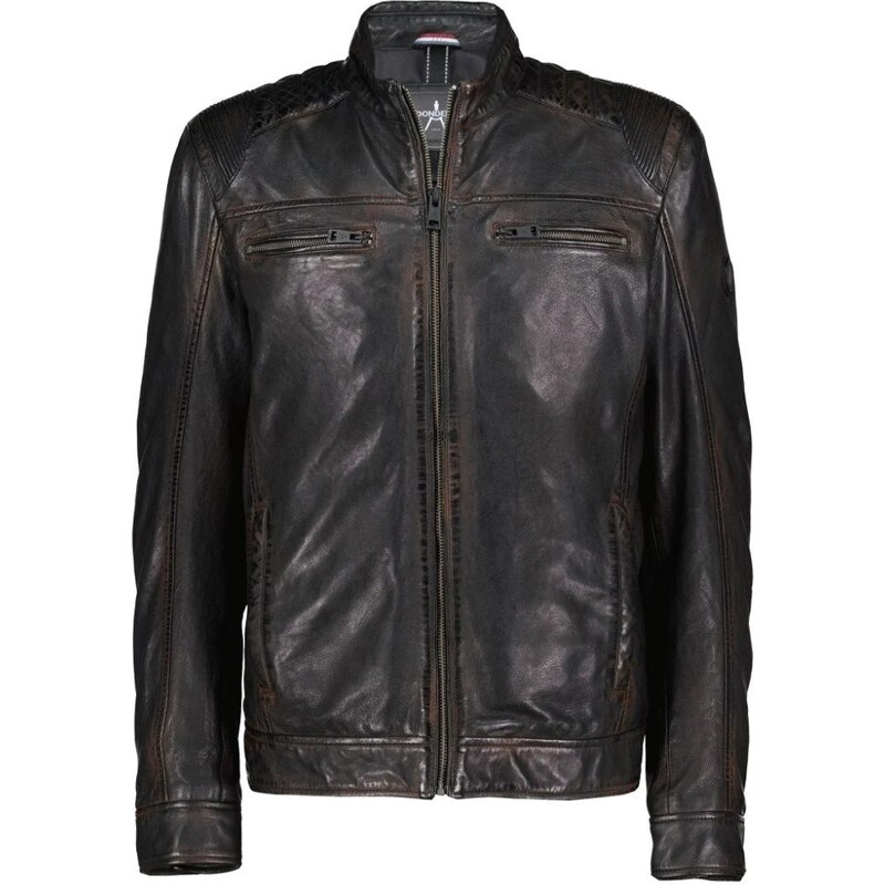 DNR Pánska kožená bunda DNR 52554 čierno-hnedá 66818638