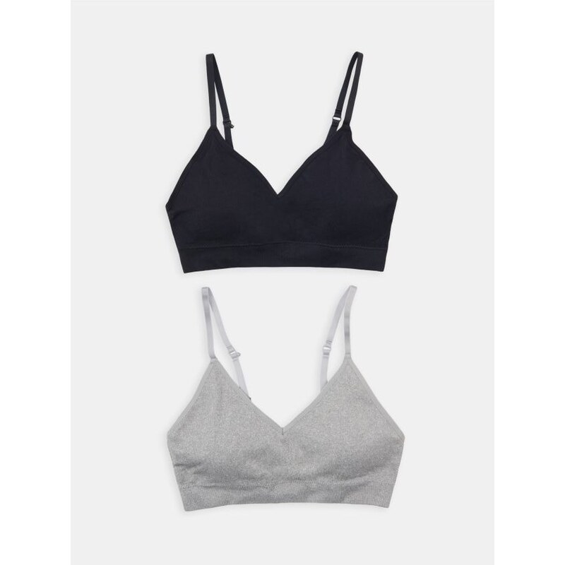 Sinsay - Rebrované topy s vyberateľnými vypchávkami 2 pack - čierna 67146783