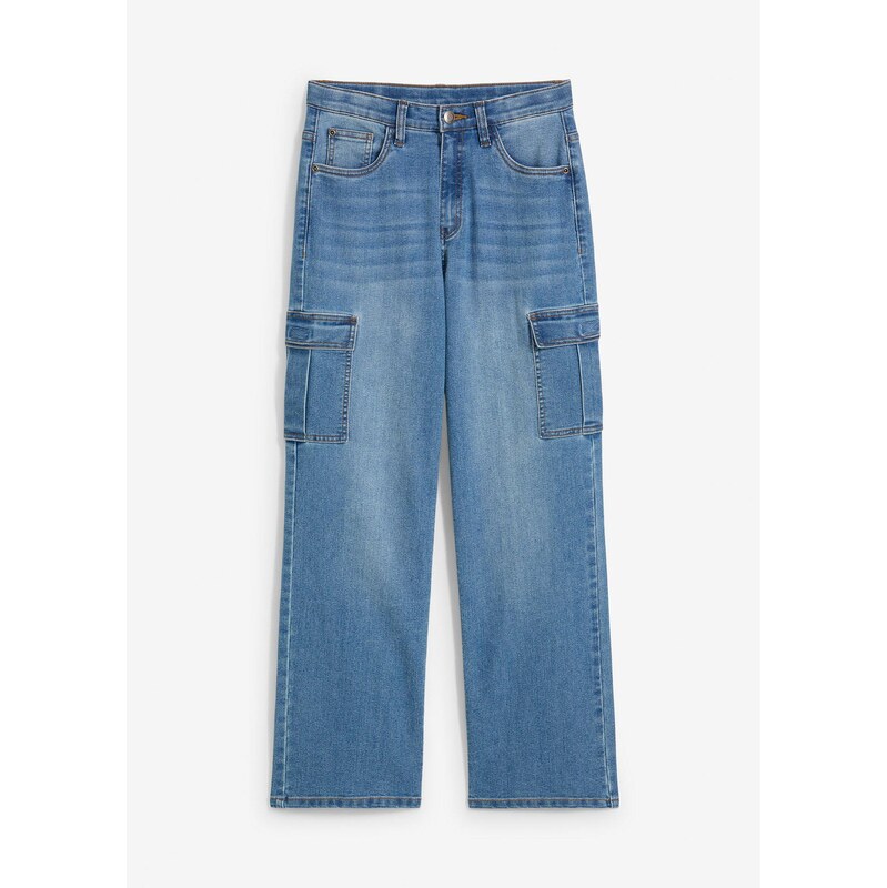 bonprix Strečové džínsy Loose Fit, rovné, s vreckami, farba modrá 62471263