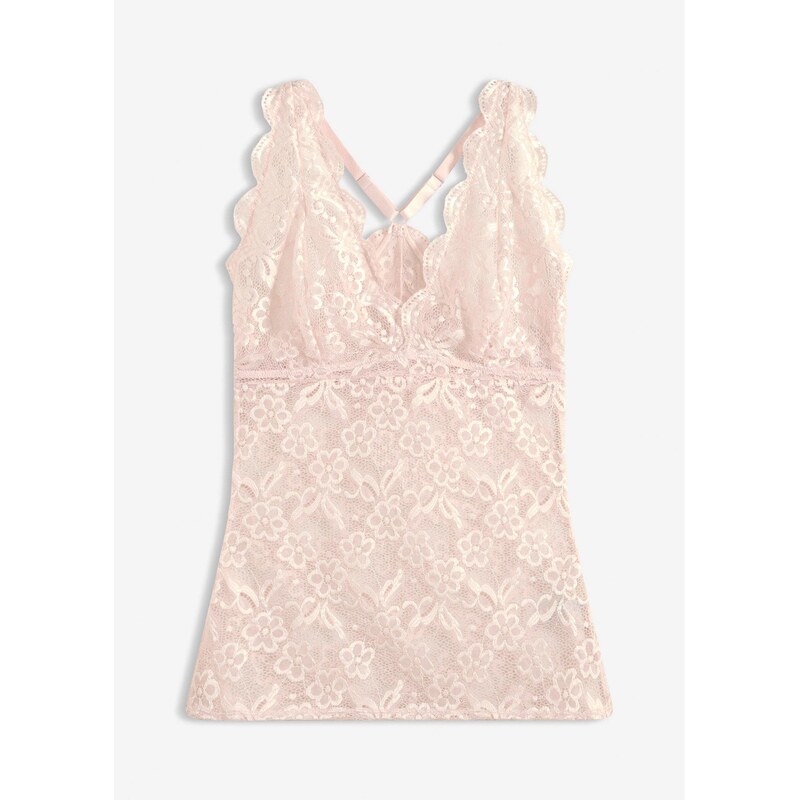 bonprix Čipkovaný top, farba ružová 67147987