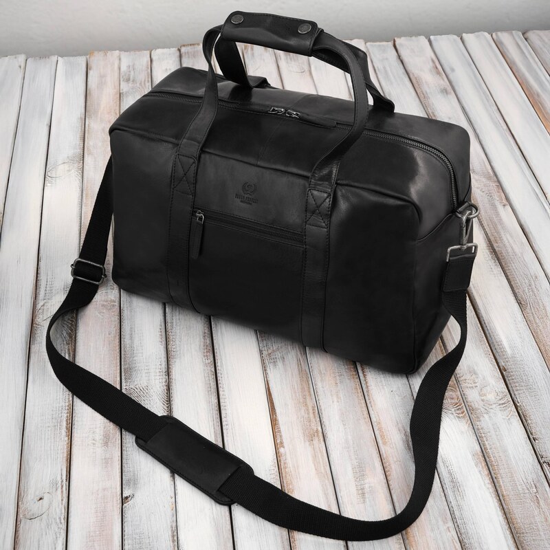 Paolo Peruzzi Veľká, priestranná pánska kožená cestovná taška | čierna 67148537