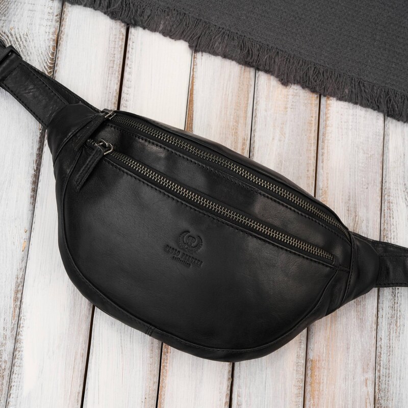 Paolo Peruzzi Pánska kožená taška na opasok | čierna SL-04-BL 67148540