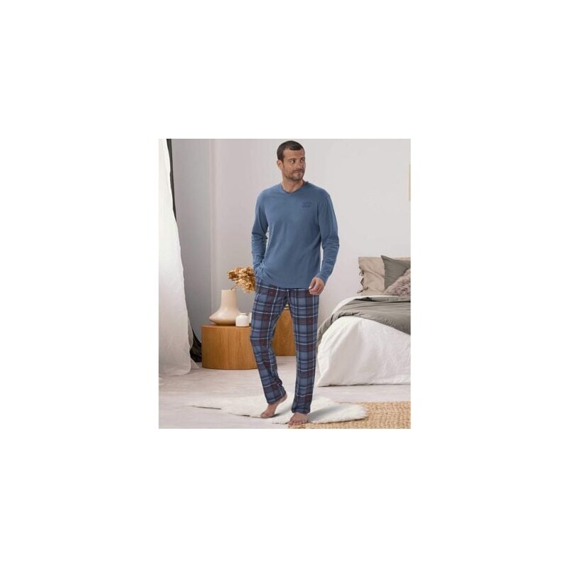 Bavlnené pyžamo v škótskom štýle Atlas For Men Modrá 67133675