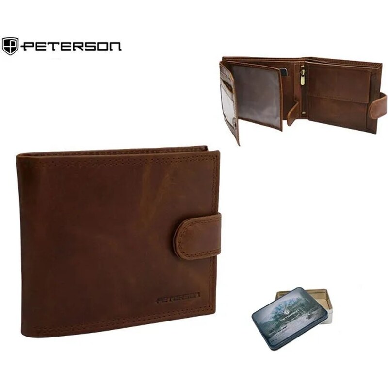 Kožená hnedá pánska peňaženka Peterson 67153556