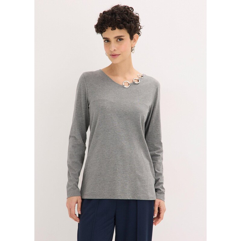 bonprix Tričko s dlhým rukávom s háčikmi, farba šedá 67154539
