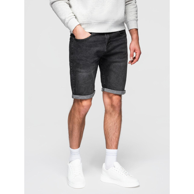Ombre Mens denim shorts with rolled up leg - black 64793410