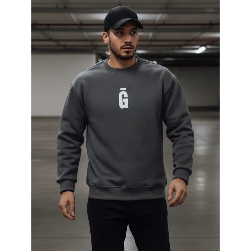 Dstreet Grafitová pánska mikina bez kapucne s nápisom 66062427