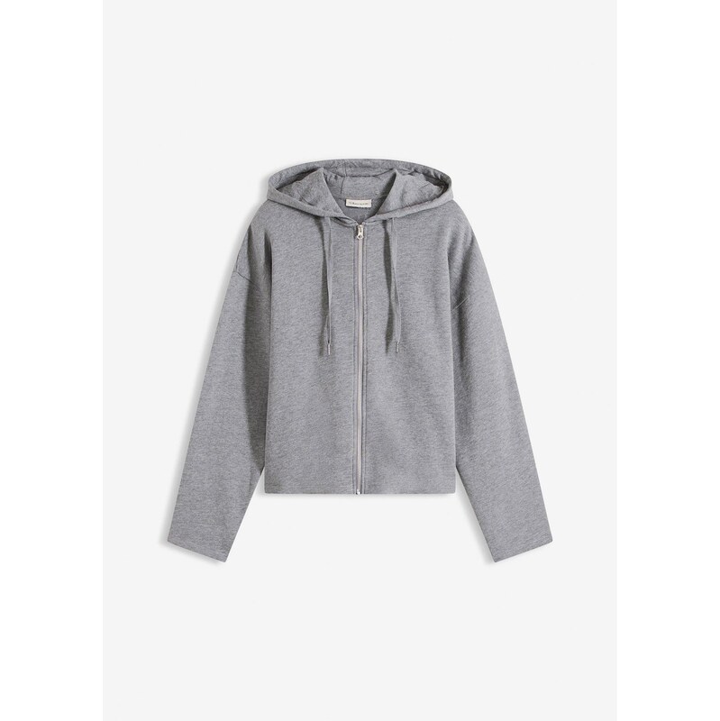 bonprix Mikinová bunda z čistej bio bavlny, farba šedá 67157673