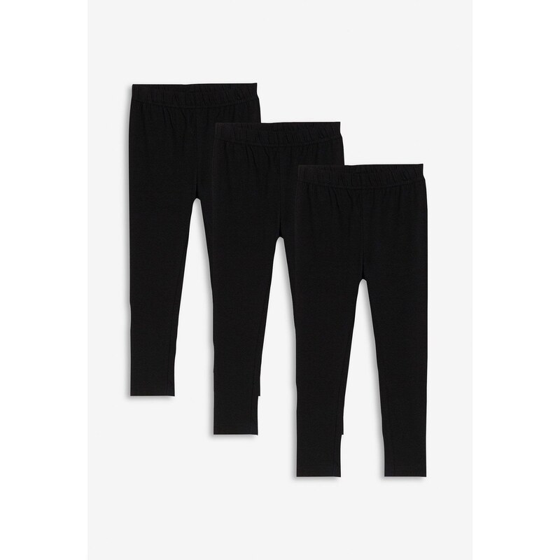 bonprix Legíny s elastickou bio bavlnou (3 ks v balení), farba čierna 67085391