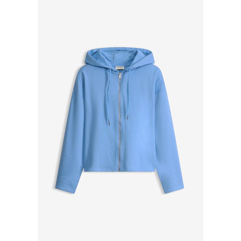 bonprix Mikinová bunda z čistej bio bavlny, farba modrá 67157693