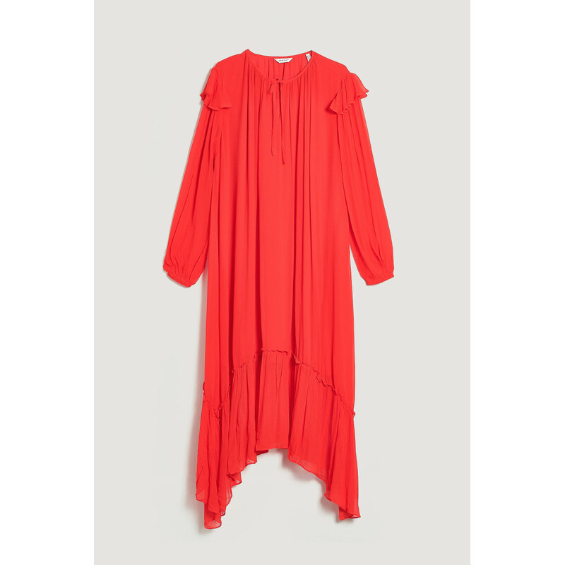 Šaty gant maxi viscose frill dress bold red 66138840
