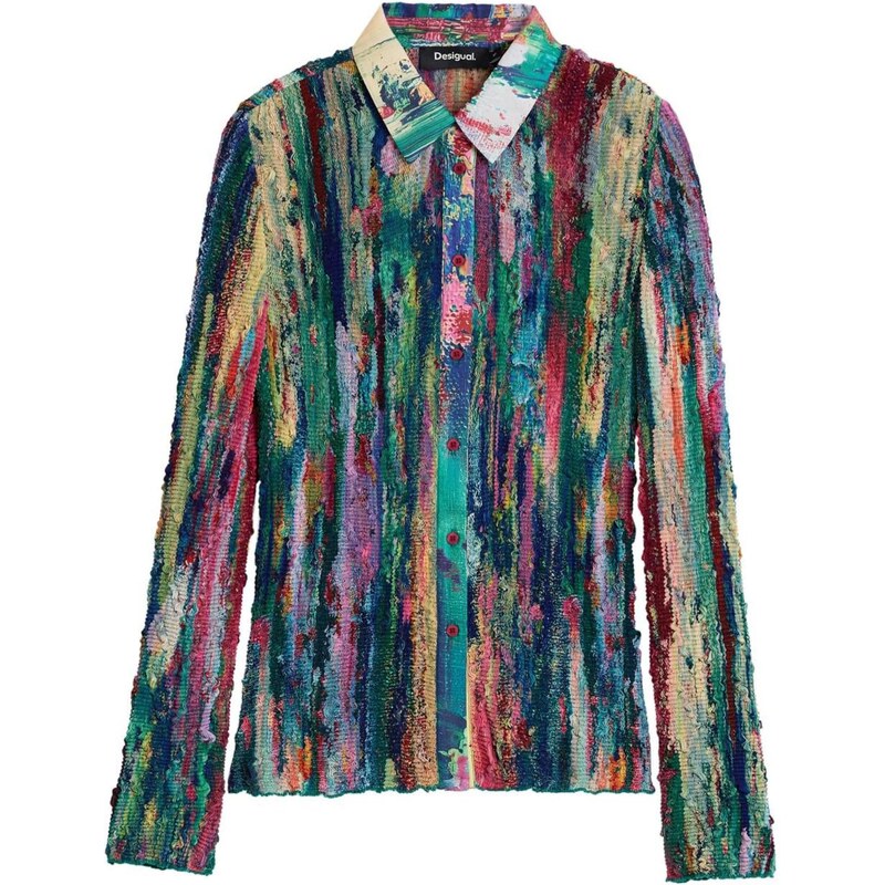 Desigual Blúzka petrolejová / jedľová / koralová / fuksia 67163950