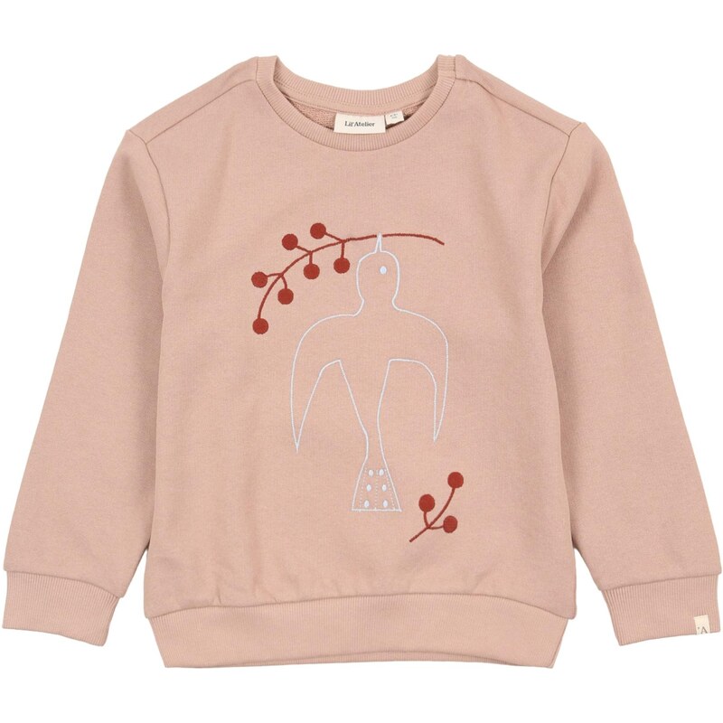 LilAtelier Mikina NMFJOBO TIA svetlohnedá / červená / biela 67179409