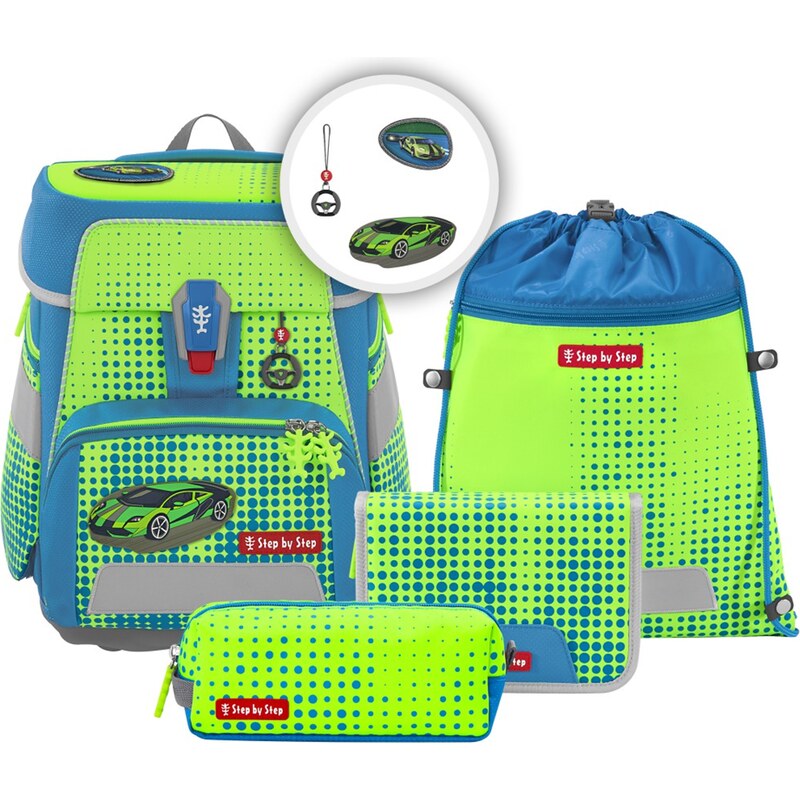 Step by Step školská aktovka SPACE pre prvákov – 5-dielny set NEON – 67280866