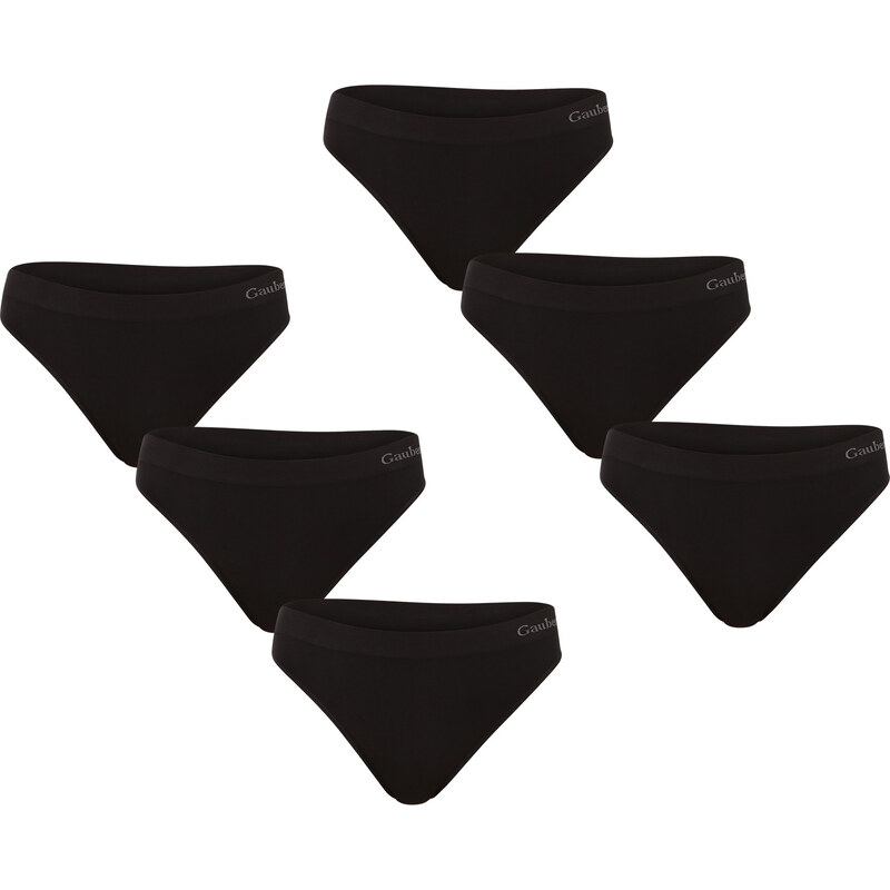 6PACK dámske tangá Gaubert čierná (GBTW-3104/black) L/ 66835805