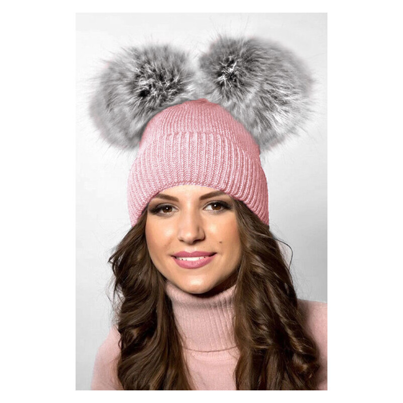 Glara Dámska čiapka s chlpatými brmbolcami 36957101