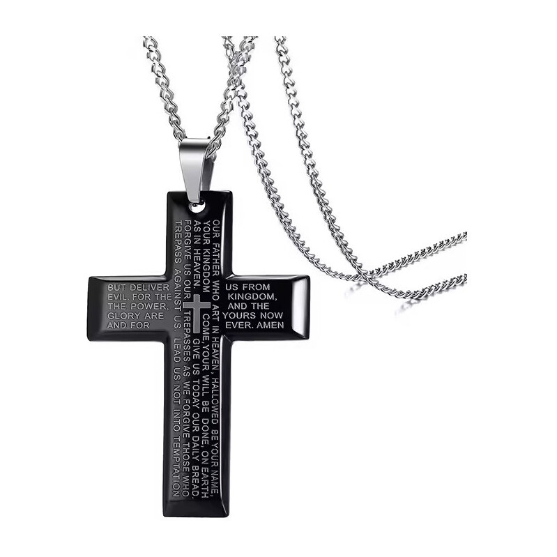 Impress Jewelry Prívesok z chirugickej ocele kríž Leeroy - čierny 65220528