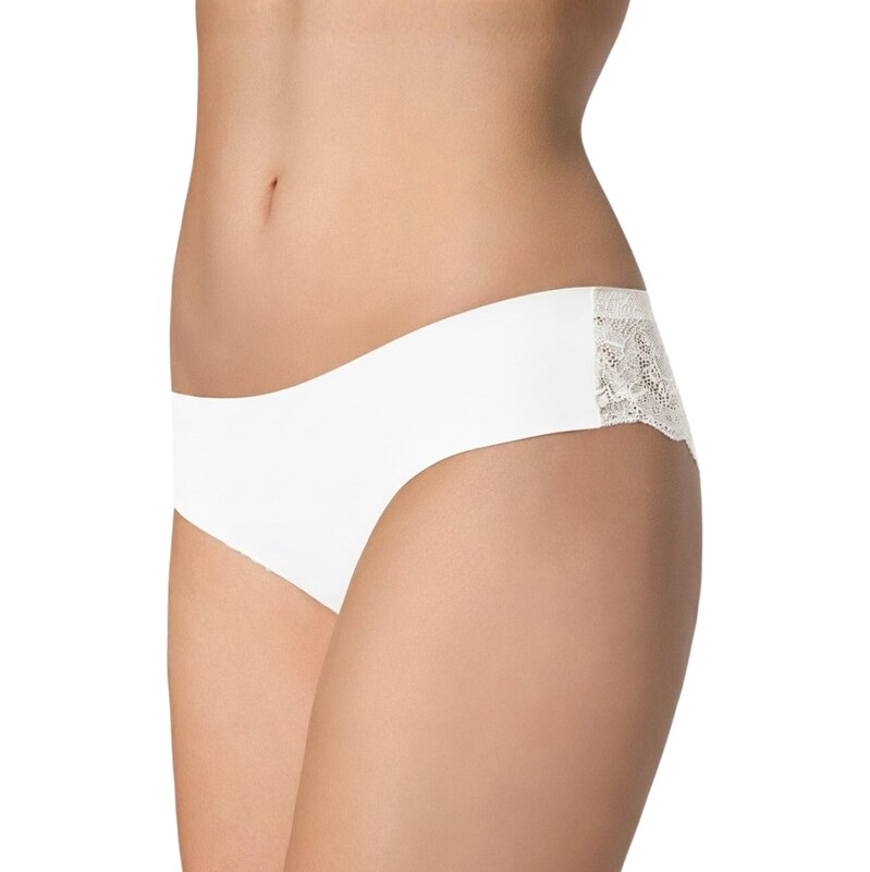 Julimex Bezšvové brazílske nohavičky brazilky Tanga Panty biele, Farba 20152981