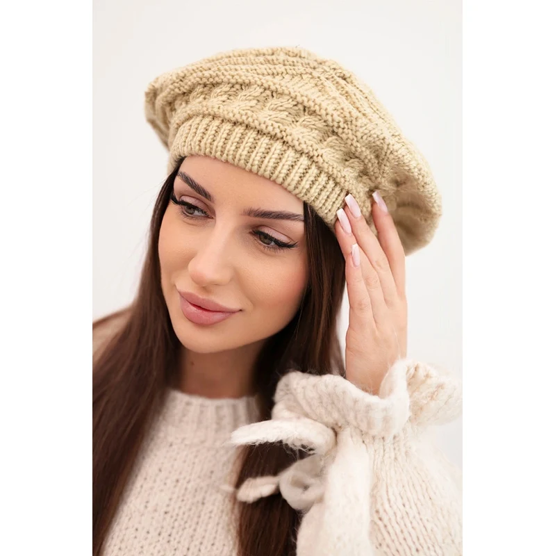 Kesi Dámska zimná vlnená čiapka s voľným strihom K378 béžová 67171790