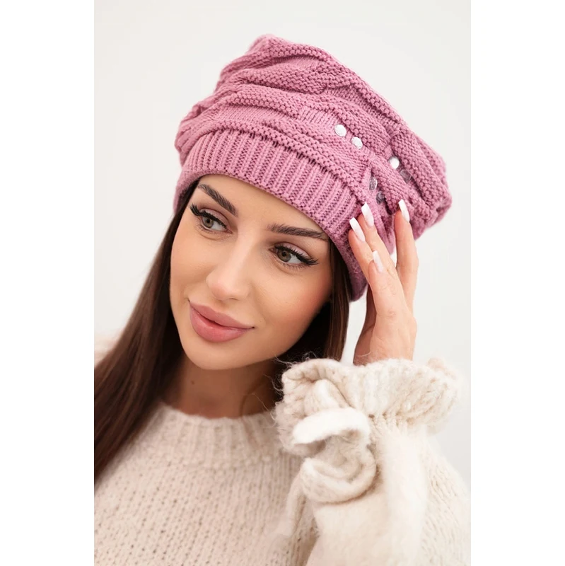 Kesi Dámska zimná čiapka s kryštálmi K399 fialová 67171795