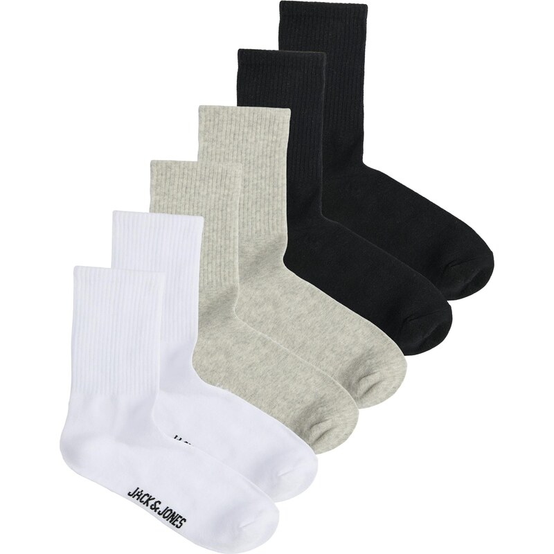 JACK & JONES Ponožky JACNOLAN sivá melírovaná / čierna / biela 67178415