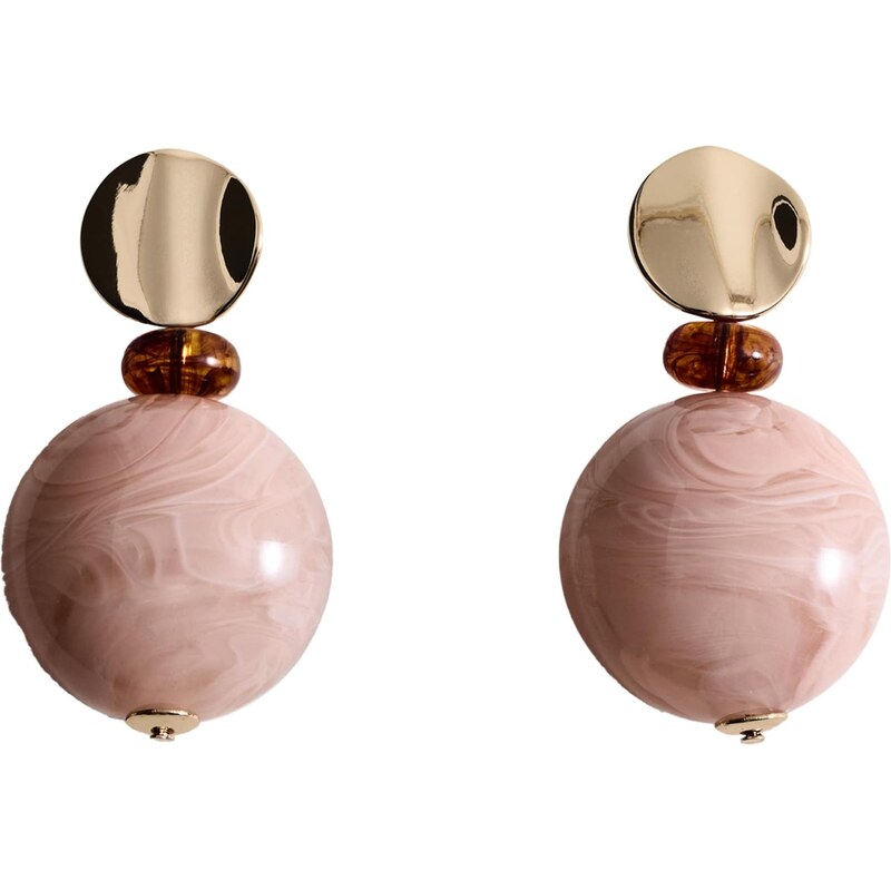 MANGO Náušnice ESTELA karamelová / zlatá / ružová 67179143