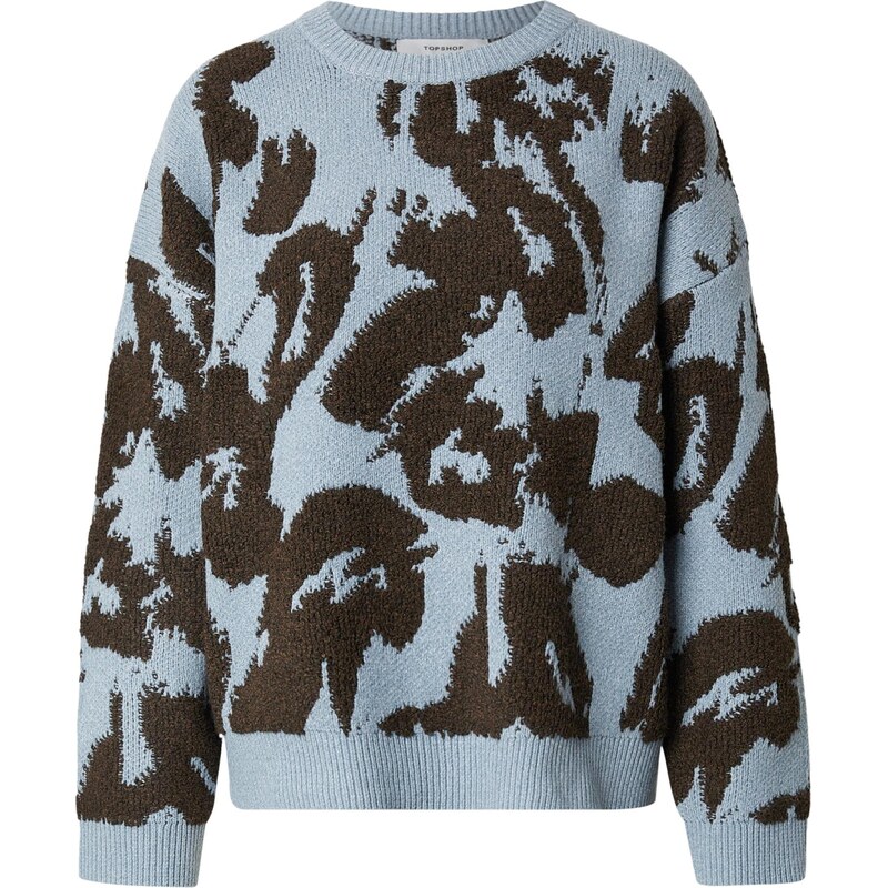 TOPSHOP Sveter STACY modrosivá / tmavohnedá 67179633