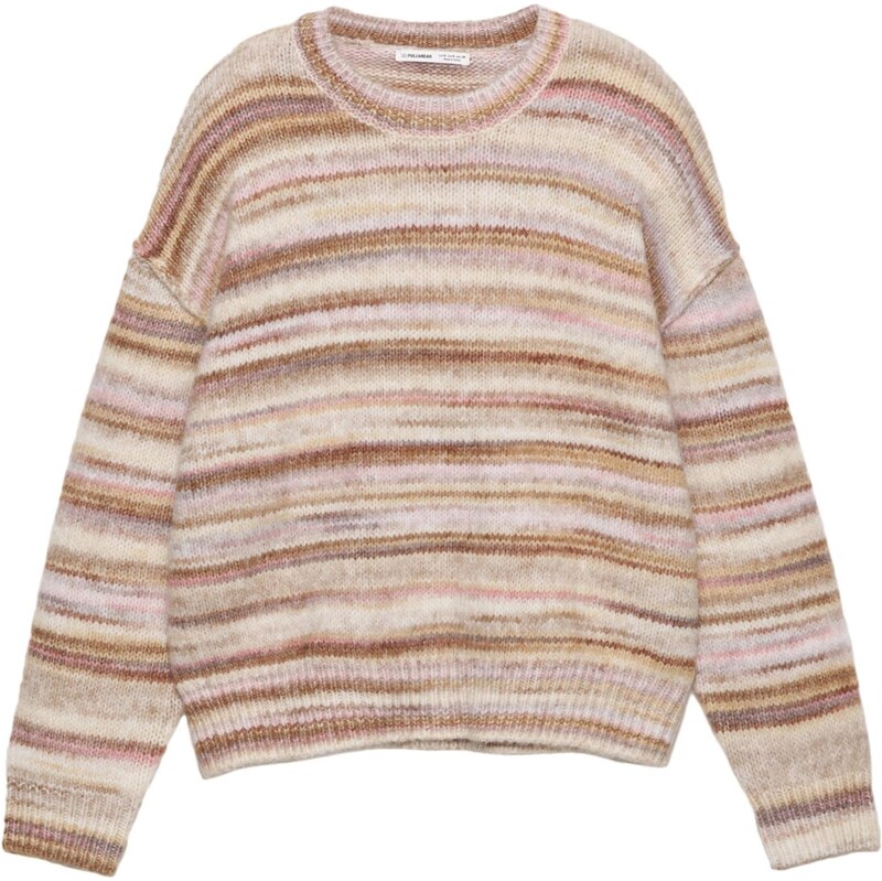 Pull&Bear Oversize sveter piesková / tmavobéžová / hnedá / ružová 67179705