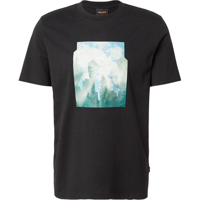 BOSS Tričko Te_Cover tyrkysová / svetlomodrá / pastelovo zelená / 67179729