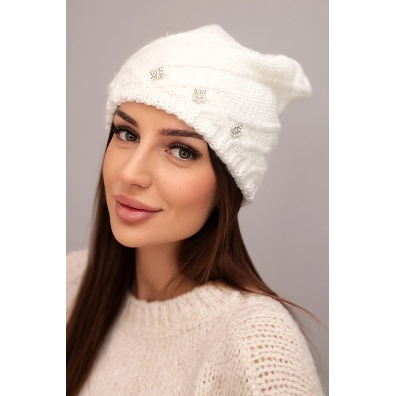 Kesi Dámska zimná čiapka s ozdobnými kamienkami 67182383
