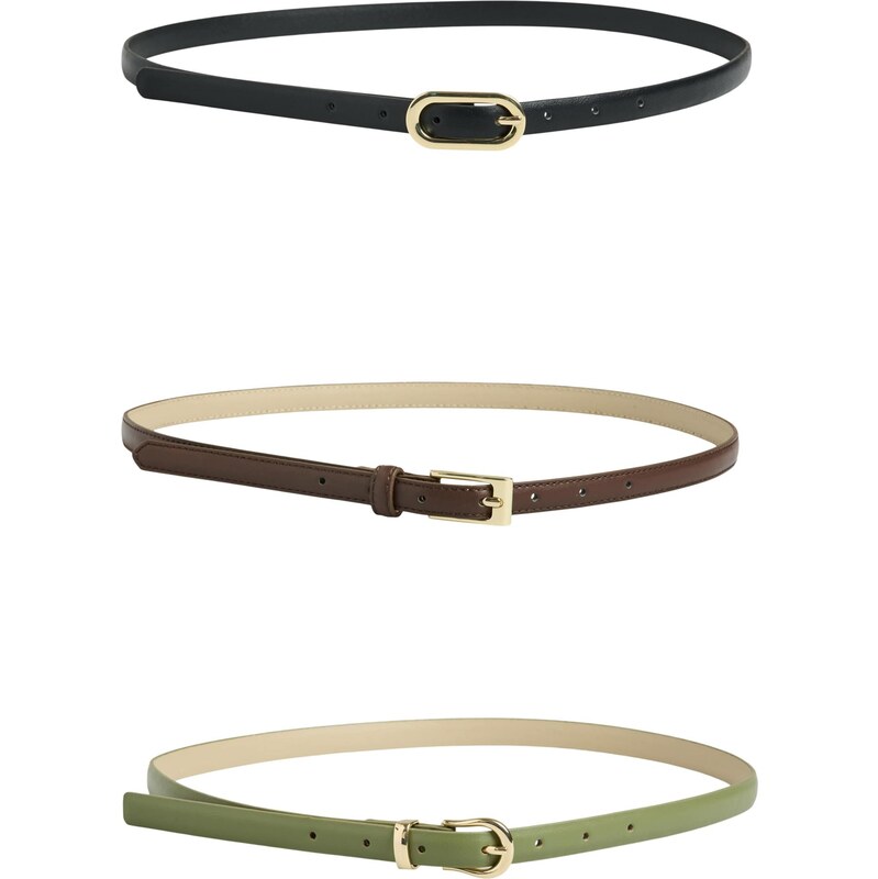 PIECES Opasky hnedá / svetlozelená / čierna 67183417