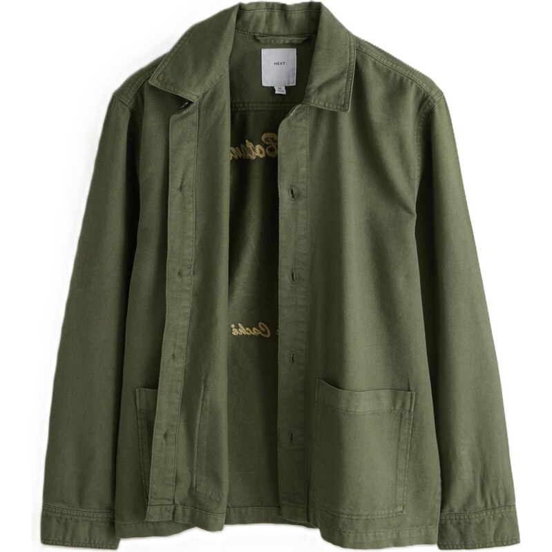 Next Košeľa béžová / tmavozelená / biela 67183666