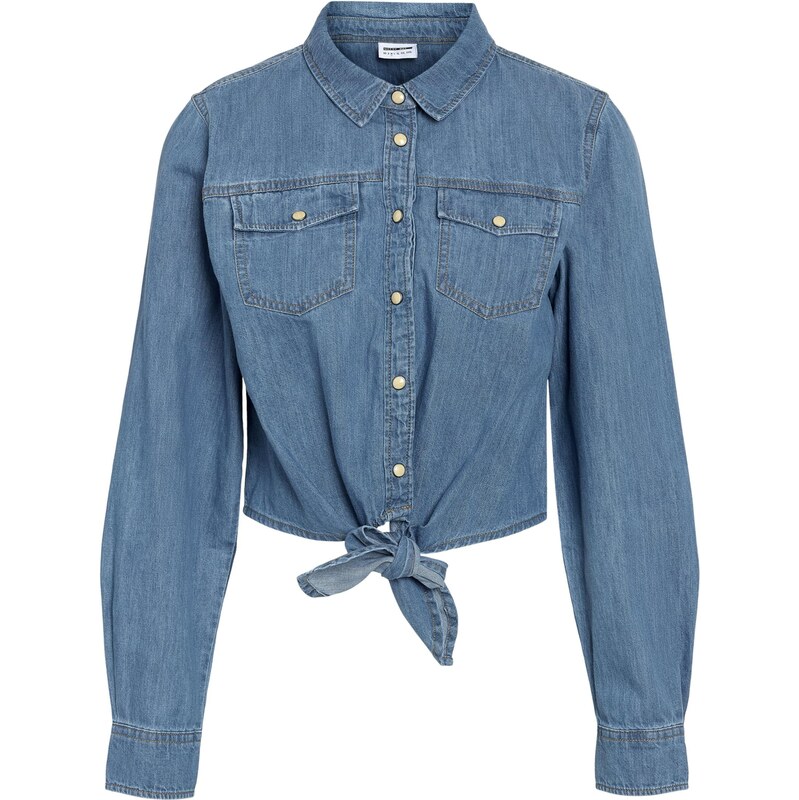 Noisy may Blúzka NMHelsa modrá denim 67183932
