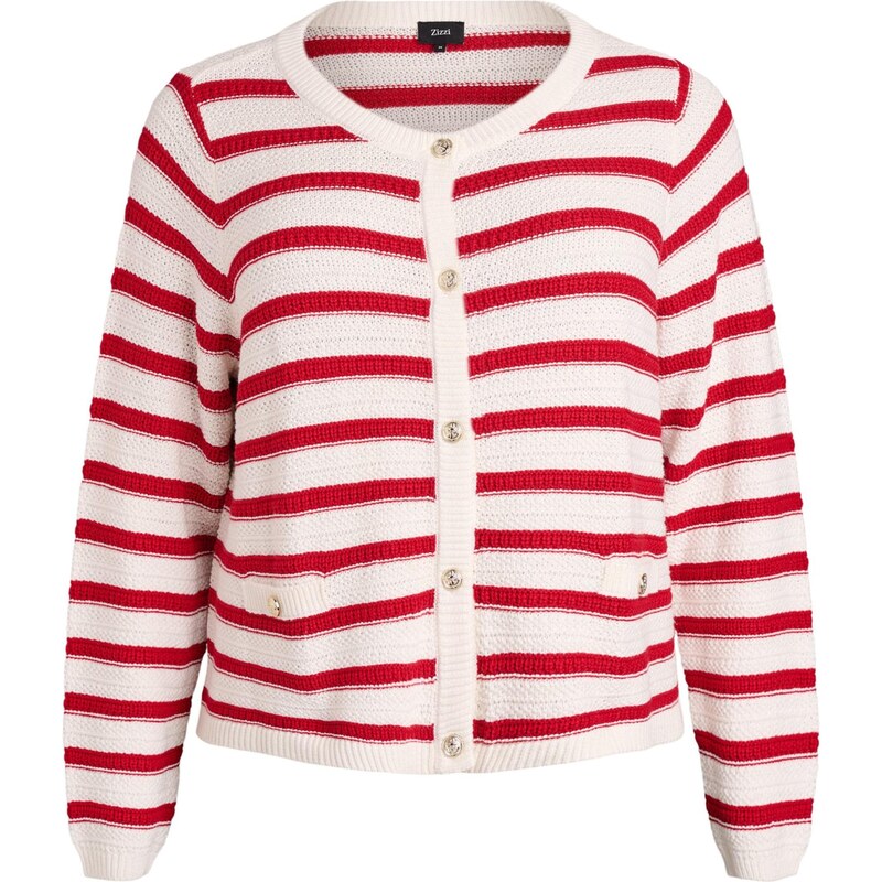 Zizzi Kardigán červená / biela 67183977