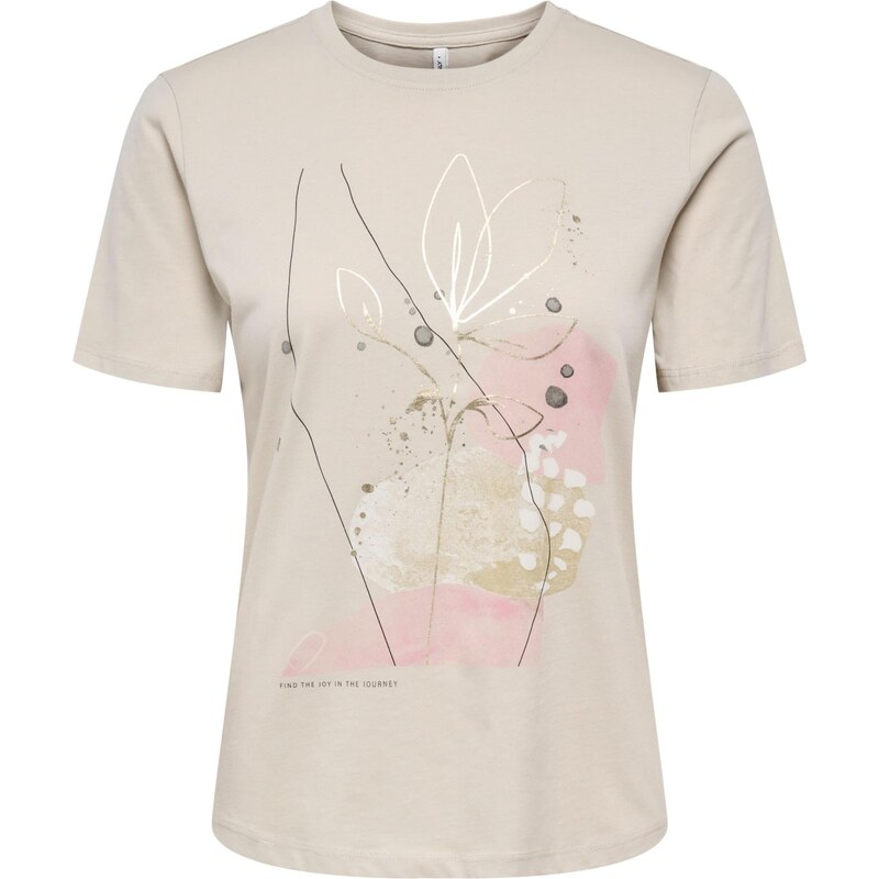 ONLY Tričko ONLKITA JANY tmavobéžová / zlatá / kamenná / svetloružová 67184212