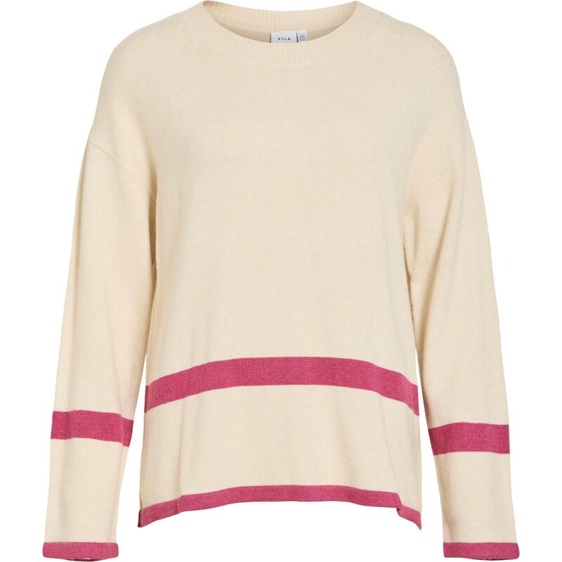 VILA Oversize sveter VIRil purpurová / prírodná biela 67184224