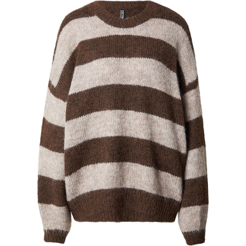 PIECES Sveter PCRASMINE kapučíno / tmavohnedá 67184306