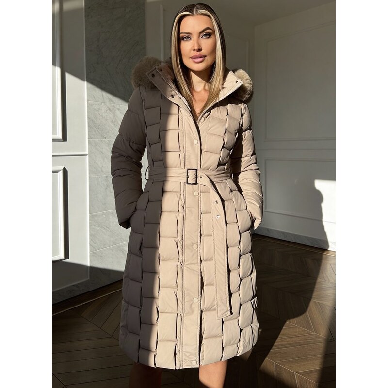 Due Linee Dámská zimní bunda proplétaná béžová 65628082