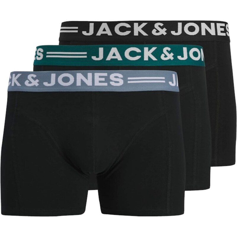 JACK & JONES Boxerky Sense svetlomodrá / tmavozelená / čierna / biela 67186210