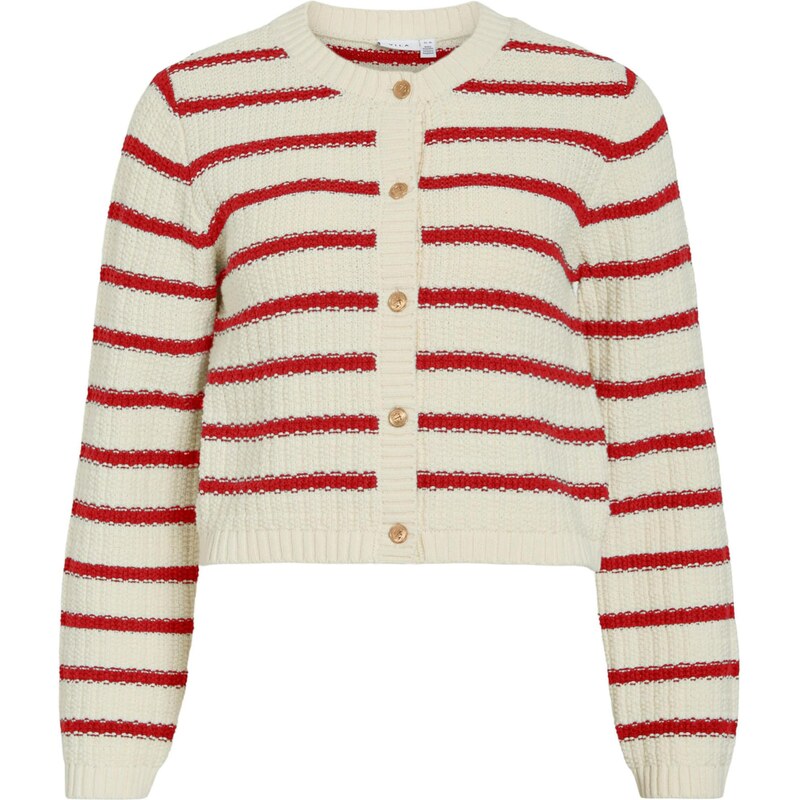 VILA Kardigán VITrut tmavočervená / biela 67186403