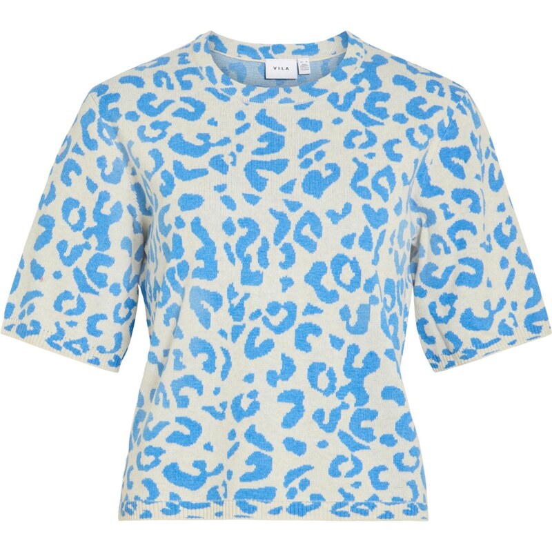 VILA Sveter VIMayas azúrová / prírodná biela 67186540