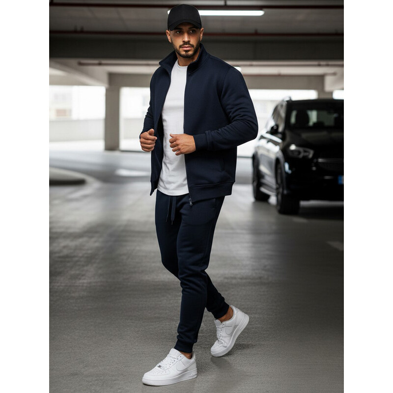 BASIC Tmavomodrá pánska mikina na zips BX4567 18061344