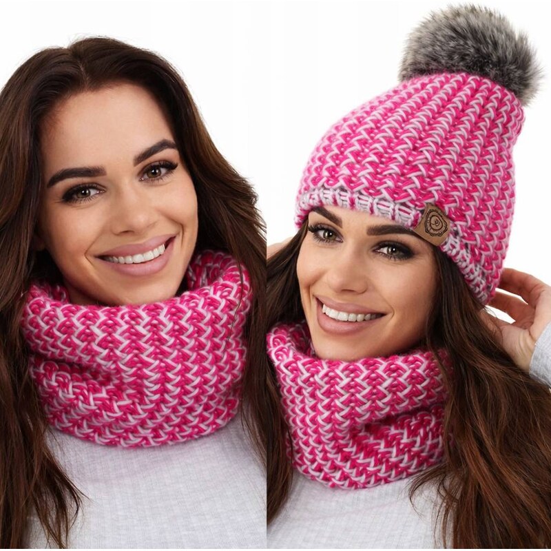 Fashionweek Dámsky zimný set čiapka a nákrčník s brmbolcom S2476 67189756