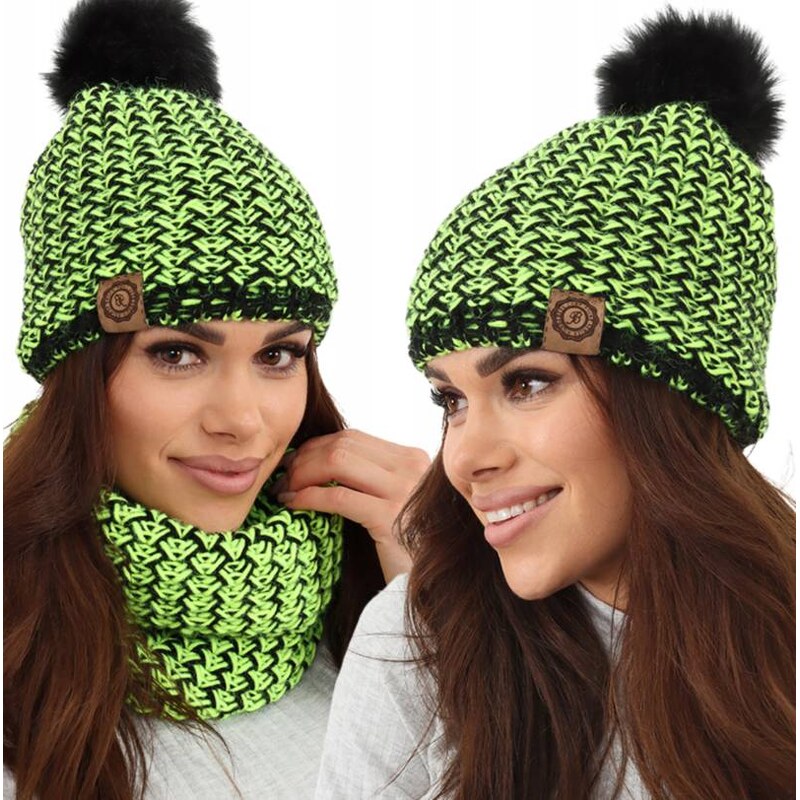 Fashionweek Dámsky zimný set čiapka a nákrčník s brmbolcom S2476 67189759