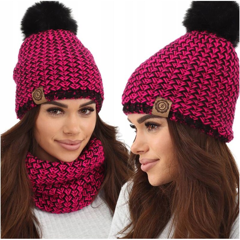 Fashionweek Dámsky zimný set čiapka a nákrčník s brmbolcom S2476 67189755